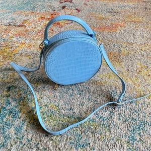 JustFab, Light Blue, Croc Print, Crossbody Bag.